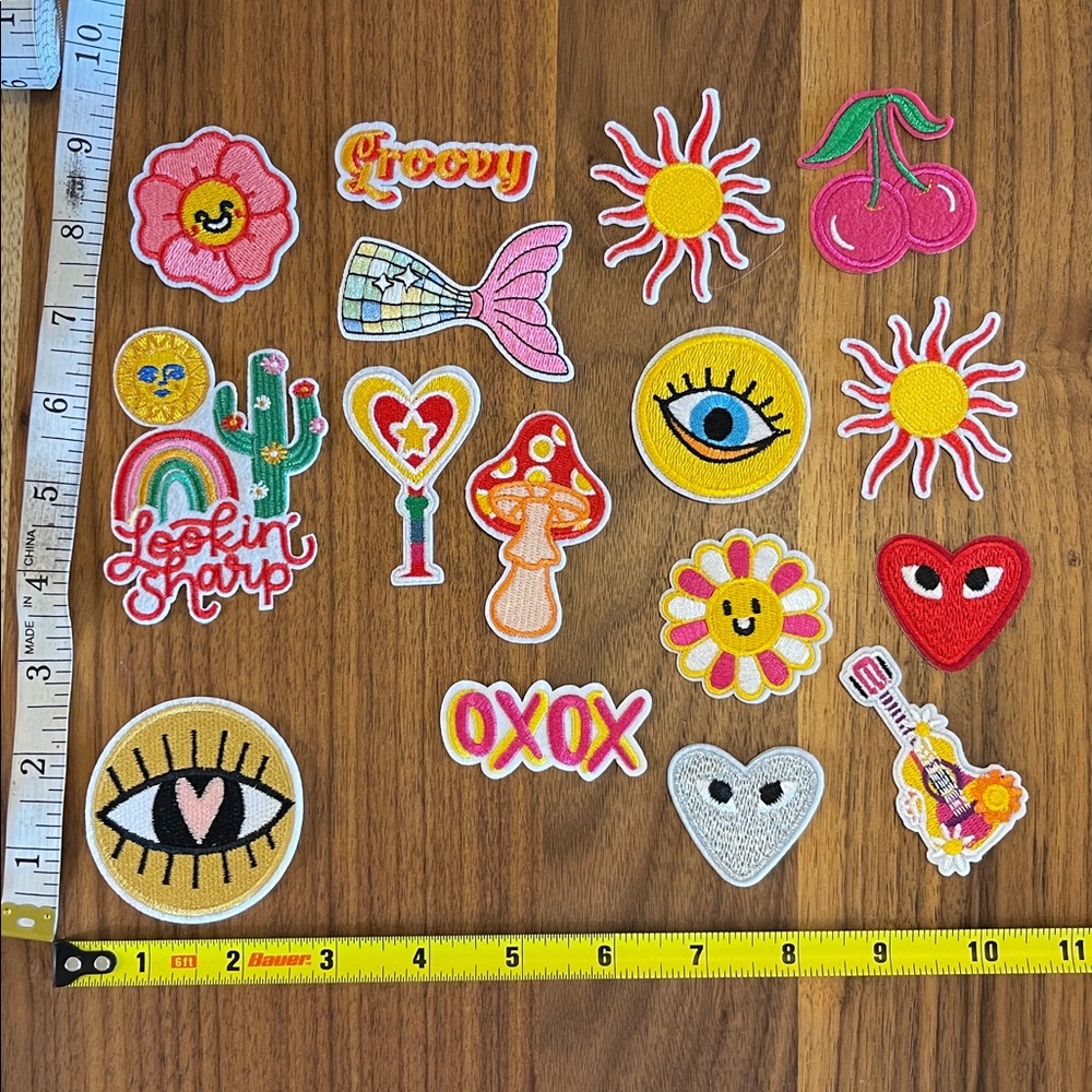 Colorful Iron-On Patches Set (16 pieces)